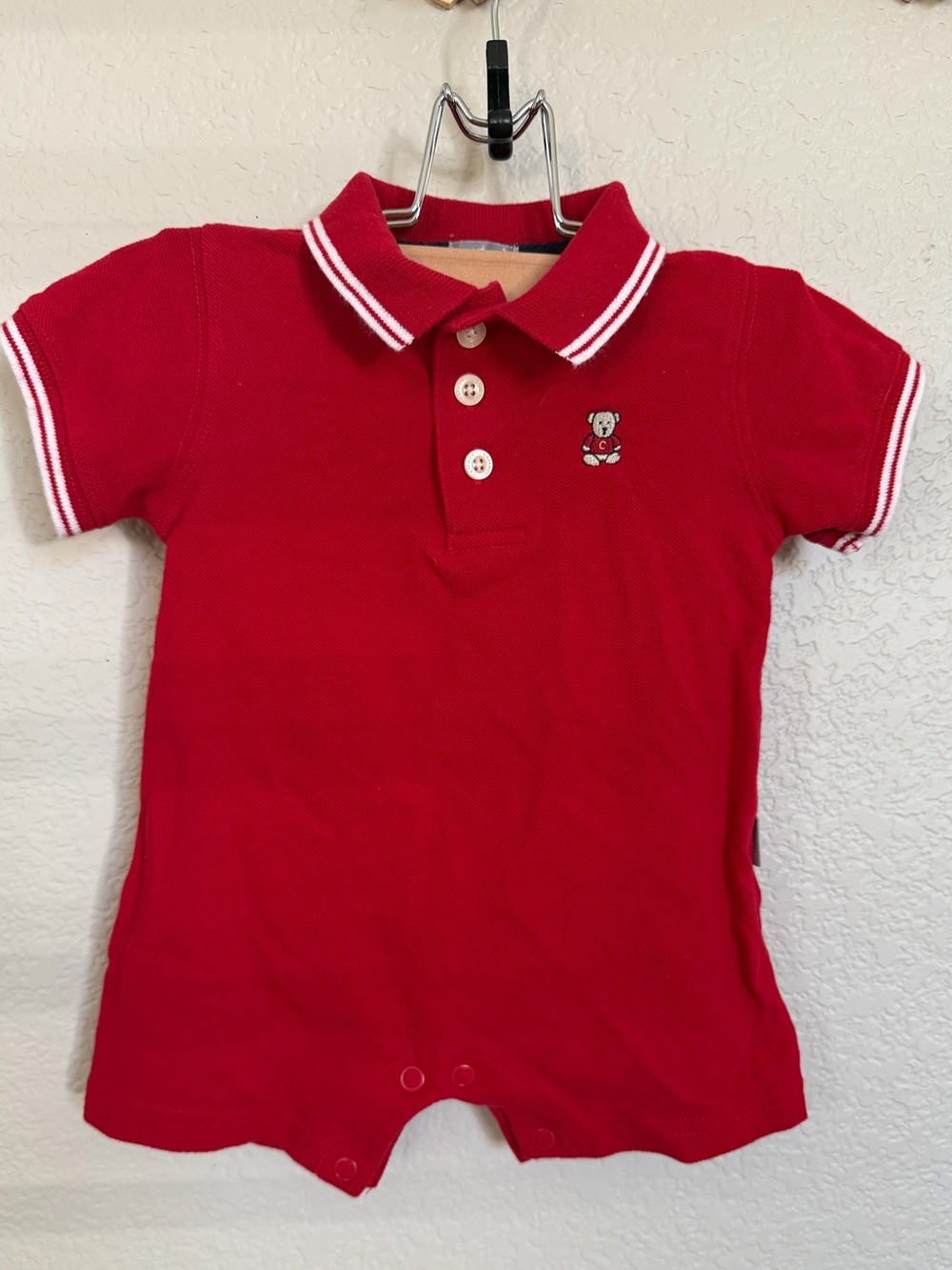 Y2K Baby Style Carter's Bear Red Polo Romper